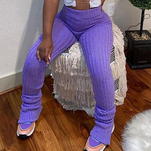 

2021 knitting twist autumn winter women pencil pants side slit fashion 2021 skinny long trousers casual workout solid pants1, Black;white