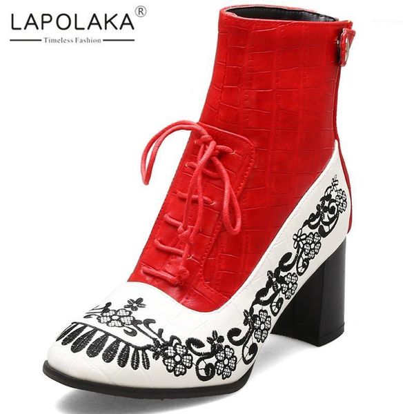 

boots lapolaka 2021 design ins large size 32-43 mix color ankle woman shoes zip up fashion women woman1, Black