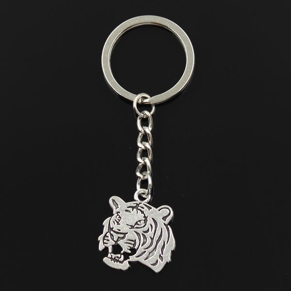 

fashion 30mm key ring metal key chain keychain jewelry antique bronze silver color plated roaring tiger head 27x24mm pendant
