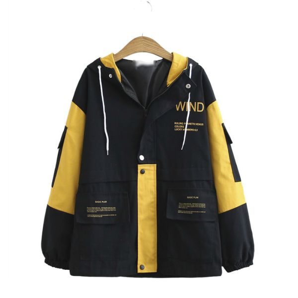 

letter print hooded women jacket coats summer white zipper long sleeve casual ladies daily outwears 201028, Black;brown