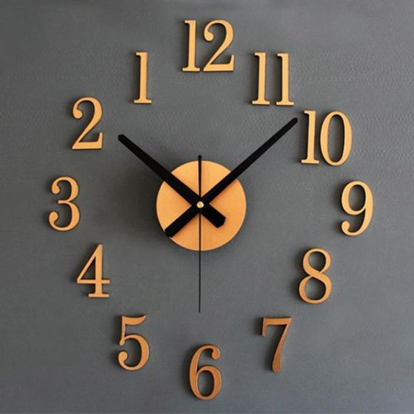 

2020 fashion home back in time true 3d stereo diy metallic wall clock newly design apr26