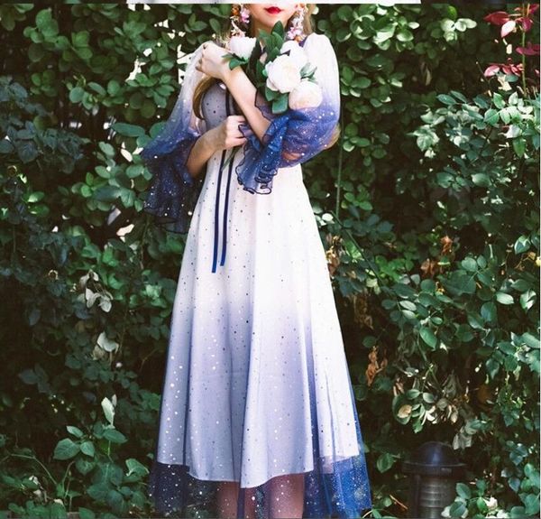 

2021 french fairy dress women autumn elegant designer square collar midi dress bow long lantern sleeve one-piece dress korean, Black;gray