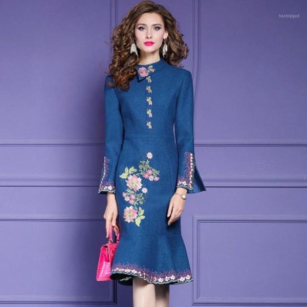 

2020 new spring women's vintage solid dress winter keep warm embroidery celebrities fashion club christmas woolen dresses1, Black;gray