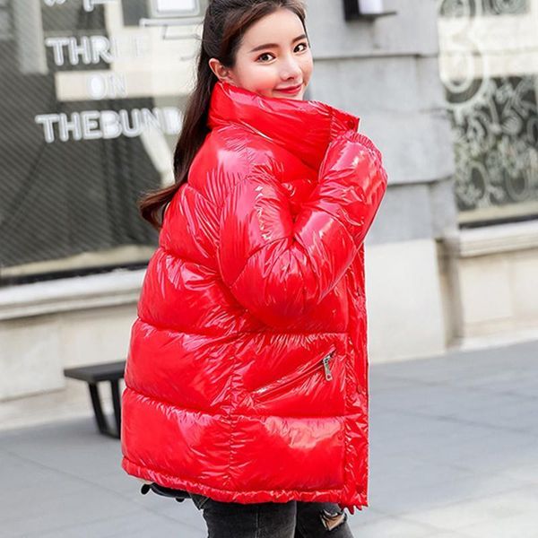 

winter warm down jacket women cotton padded jacket coats wadded jackets female casual bright soild loose parkas outwear coats1, Black