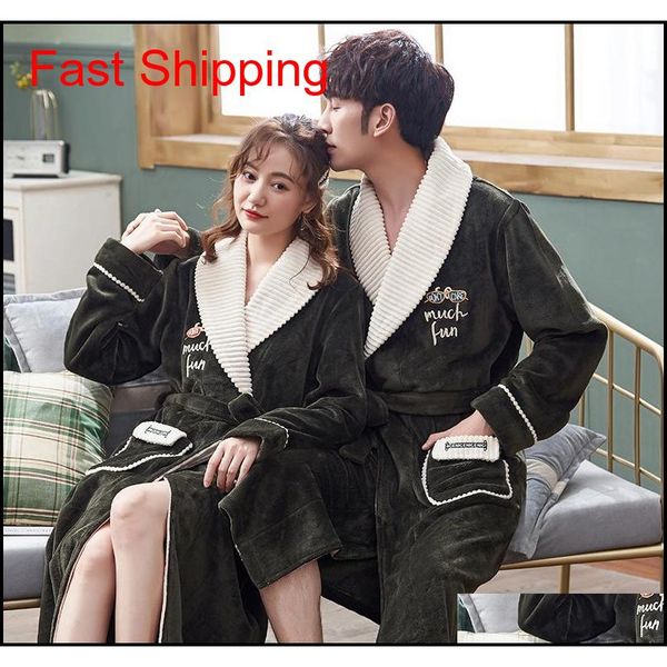 

coral velvet couple pajamas autumn flannel nightgown men plush housewear bathrob jllkzv lajiaoyard