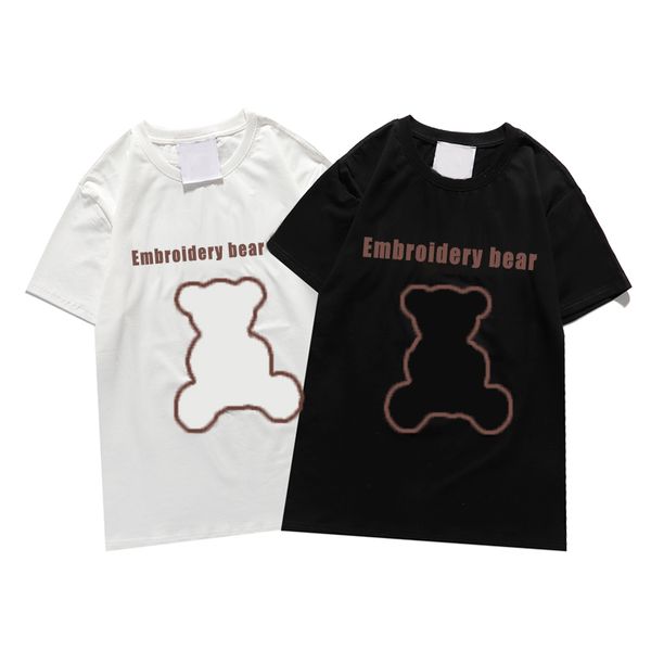 

t shirt women's 21ss new embroidery letter fashion bear pattern women short sleeve tees womens crew neck trendy, White