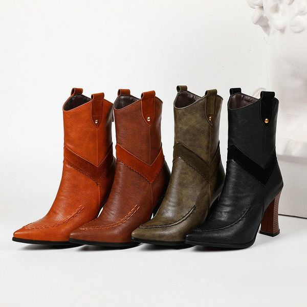 

style size 33-46 women's ankle boots heel pretty shoes for party birthday, Black