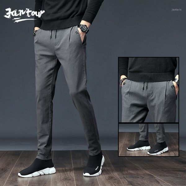 

2020 new thick mens elastic waist casual sport man pants autumn winter slim fit male trousers cotton pant men's plus size 28-381, Black