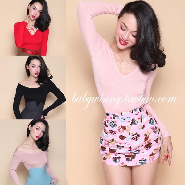 

women's sweaters wholesale- 2021 spring all match special offer comfort elasticty candy color v neck sweater women fashion slim clothin, White;black