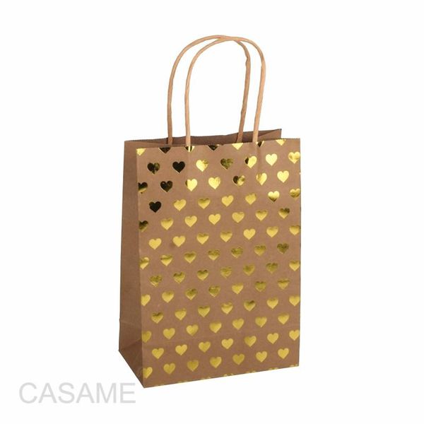 

золото серебро сердце chevron kraft бумажный мешок подарка ручки фестиваль ювелирных изделий мешки благосклонности дня рождения венчания под