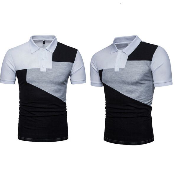 

goods in great demandstylish men's summer t-shirts patchwork short sleeves crew neck basic tee, White;black