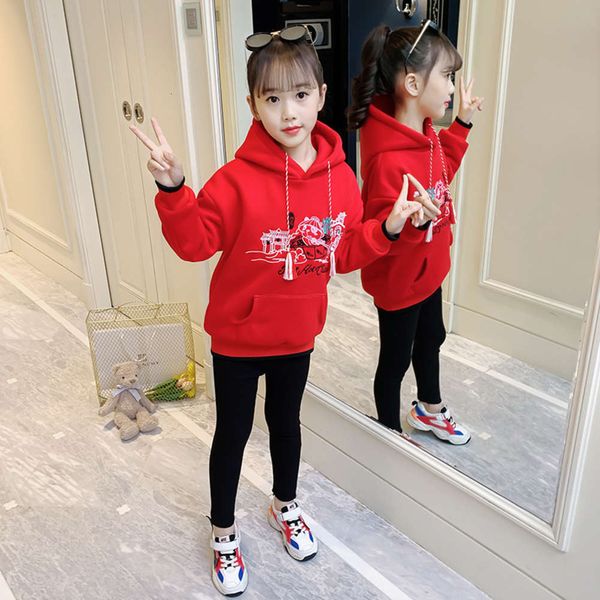 

korean winter girls' sweater 2020 new children's cartoon hooded pullover, Black