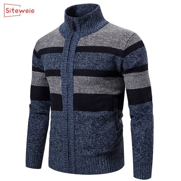 SITEWEIE Uomo Cerniera Maglioni Cardigan Manica lunga Lavorato a maglia Casual Dolcevita Sport all'aria aperta Addensare Cappotti Ropa De Invierno G470 201022