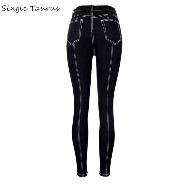 

england fashion slim jeans women pleated spliced denim high waist elasticity skinny pencil pants black push up pantalon femme1, Blue