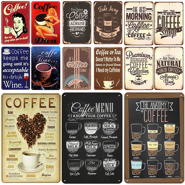 

2021coffee plaque metal vintage tin sign pin up shabby chic decor metal signs vintage bar decoration metal poster pub plate wall art picture