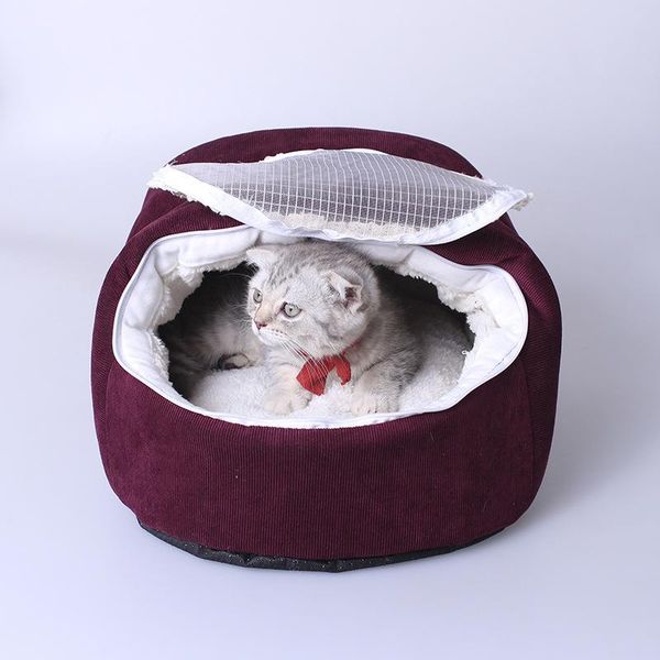 

cute small pet cat nest house pet cage nest colorful warm plush dog cat house supplies