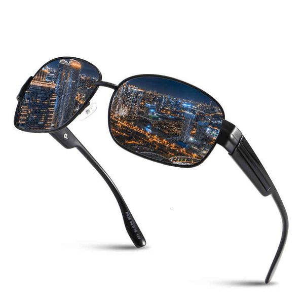 

sunglasses 2021 polarized square hd men's fashion driving fishing metal glasses, White;black