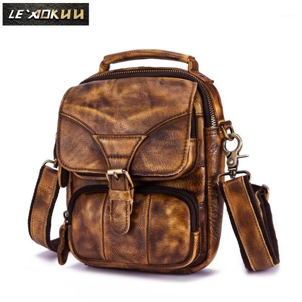 

leather men multifunction casual fashion shoulder messenger crossbody bag designer fanny waist belt pack tablet pouch 2074lb1
