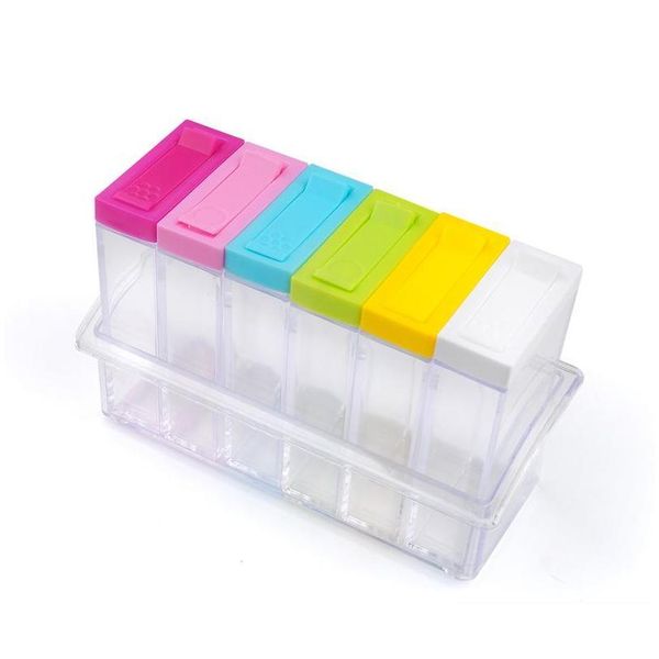 

6pcs/set spice jar seasoning box 6pcs/set kitchen spice storage bottle jars transparent pp salt pepper cum jllggt dayupshop