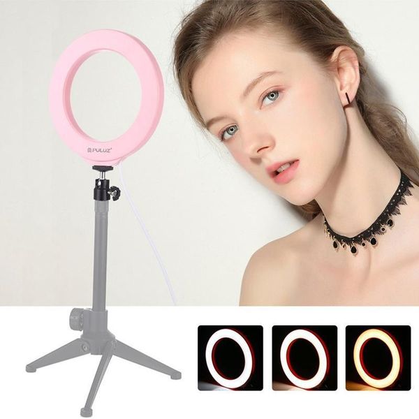

puluz pu377f usb 4.6 inch 3 modes 3200k-5500k dimmable led light with cold shoe tripod ball head for tiktok streaming1