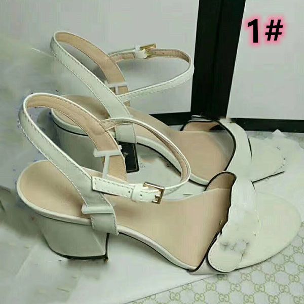 

new- luxury new crystal calf leather quilted platform sandals designer women's middle heel sandals 34-42 with box, Black