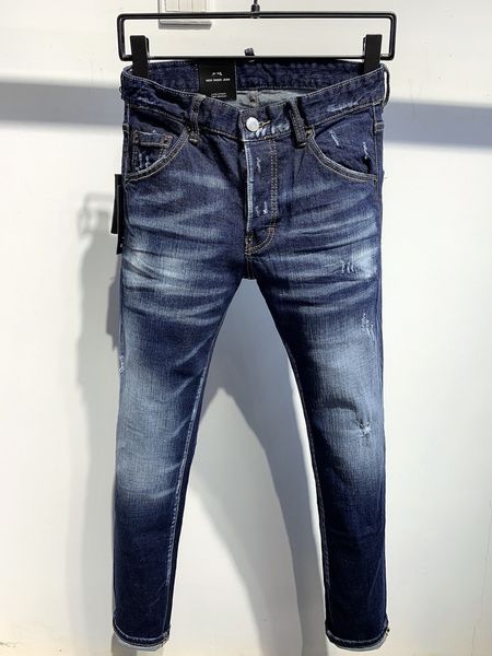 

2021 new brand of fashionable european and american mens casual jeans highgrade washing pure hand grinding quality optimization la98110, Blue