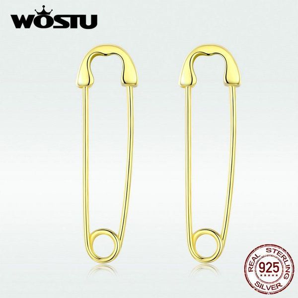 

wostu 100% 925 sterling silver pin cartilage gold earrings minimalist silver earrings for women unique fashion jewelry dxe695-b1, Golden;silver