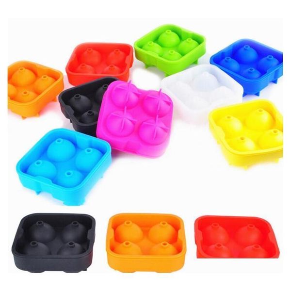 

4 balls whiskey ice cube maker mold sphere mould party tray round bar silicone ice ball mold tray ice moldes 10 color kka1563 kegjf