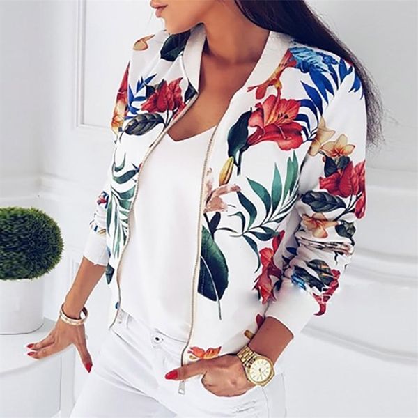 

outerwear & coats jackets ladies printing long sleeve zipper jacket outwear loose coats and jackets women jul26 y201012, Black;brown