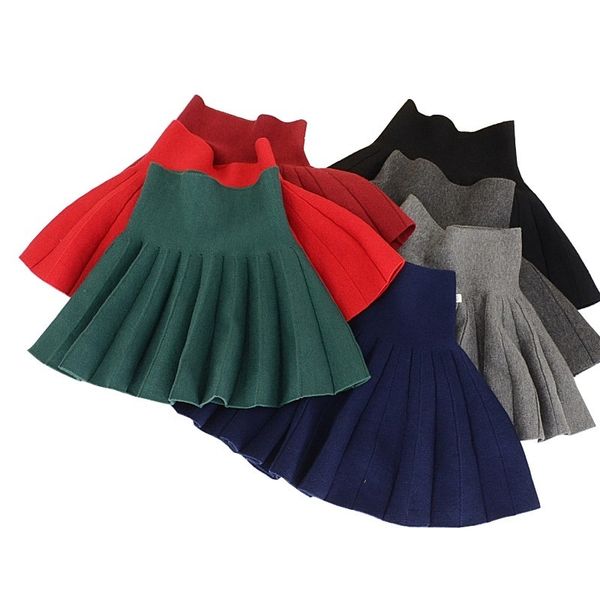 

spring autumn winter children skirts casual color red & black skirts for girls new 2t-10t kids girls pleated skirts y200704