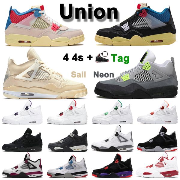 

2021 union 4 4s men basketball shoes what the guava ice sail neon black cat bred cement mens women trainer sports sneaker