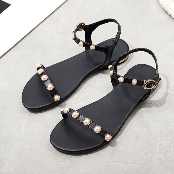 

sandals plus size 34-46 genuine leather women shoes gun color white black fashion flat ladies summer shoes1