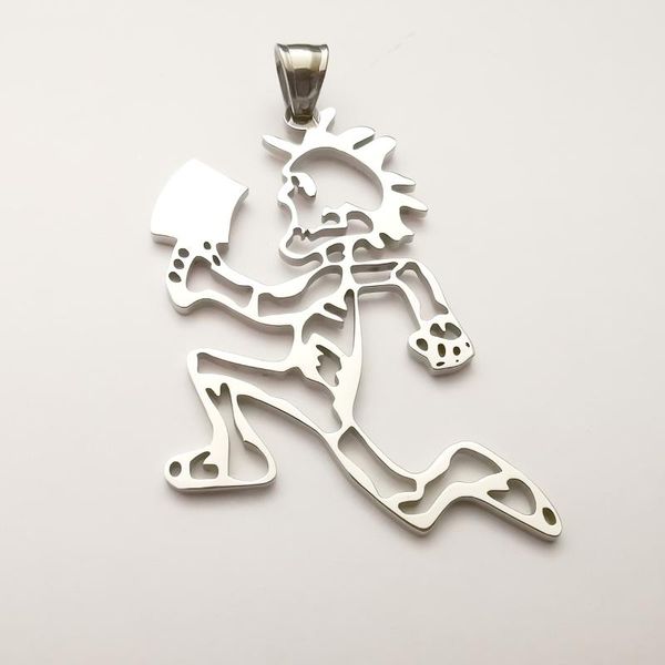 

chains (silver ) large 2inch tall hollow out hatchetman men "joker card" stainless steel icp charms pendant w/30'' ball