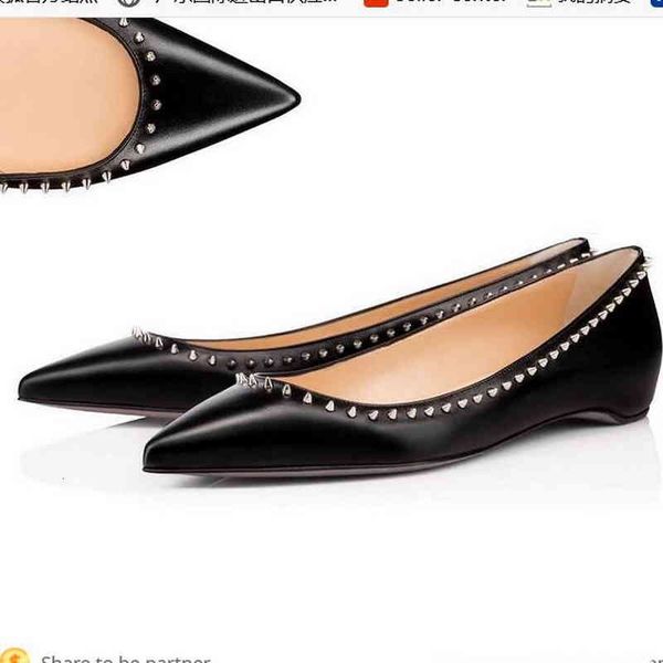 

women s flat shoes,beige shiny leather red bottom pointy toes,rivets matte black casual heel lady shoes size 34-42