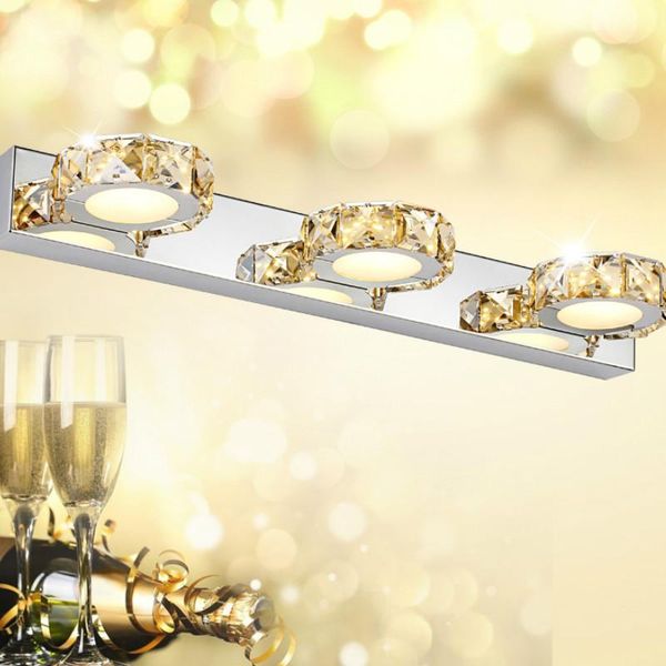 

european style modern bathroom k9 crystal personality toilet front mirror makeup wall lamp lighting led crystal mirror lb101303