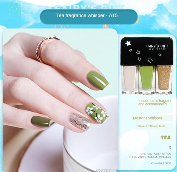 

2021 new triplets nail polish set non-peelable color-fading three-in-one non-baking quick-drying long-lasting nail polish, Red;pink