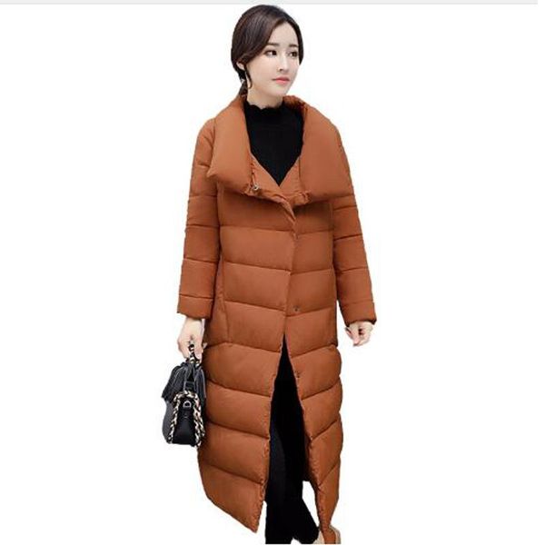 

2021 new winter long parka women's warm outwear cotton padded jacket stand collar thickening female coat, Black