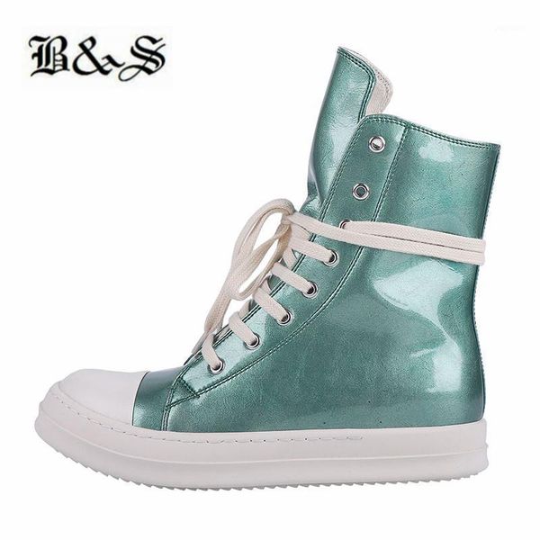 

black& street new emerald green/sliver color lace up ankle boots high street flat sneaker boots1