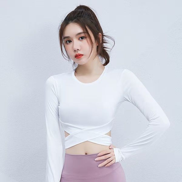 

sports jacket women's autumn and winter net red cross-fitting yoga clothes quick-drying fitness clothes cross-fitting running t, White;red