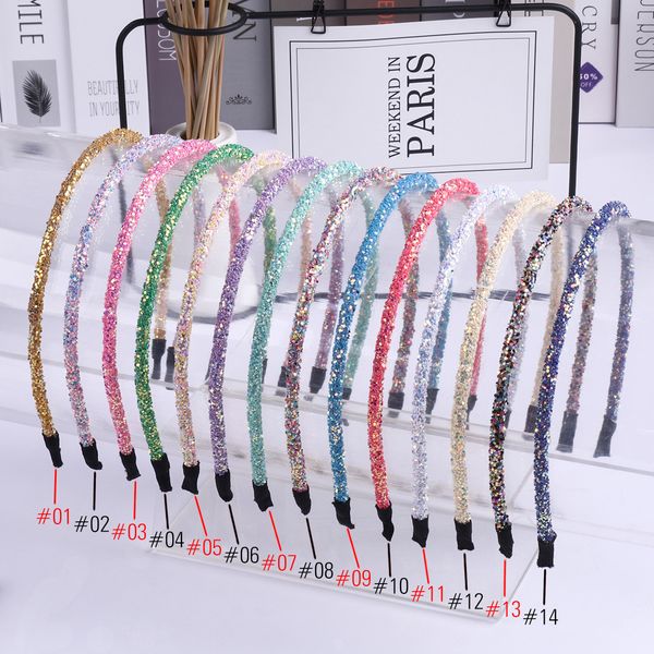 

xima 14pcs/lot fashion women super glitter hairbands personality handmade shiny metal headbands chic hair accessories y200710, Slivery;white