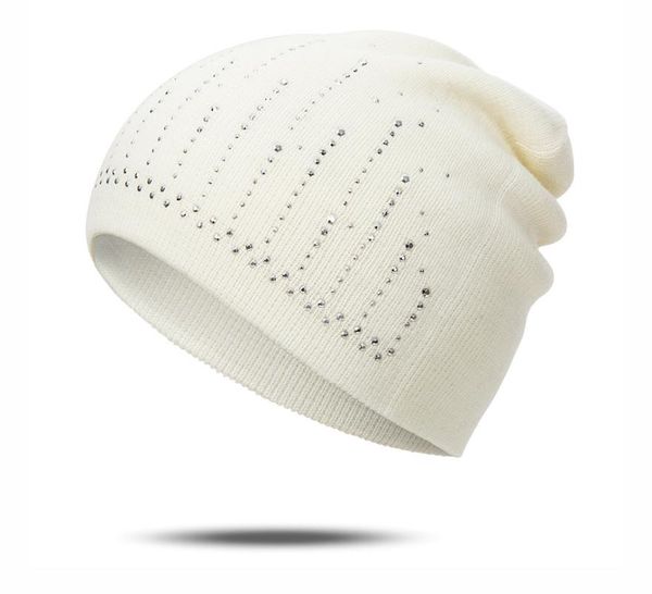 

beanie/skull caps winter hats for women fashion soft warm knitting beanies hat female rhinestone cotton skullies cap, Blue;gray