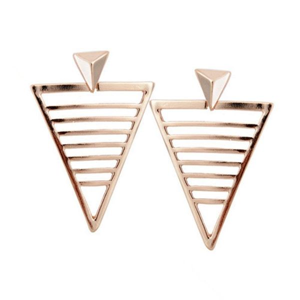 

stud 2021 fashion statement earrings rose hollow triangle alloy luxury jewelry for women oorbellen, Golden;silver