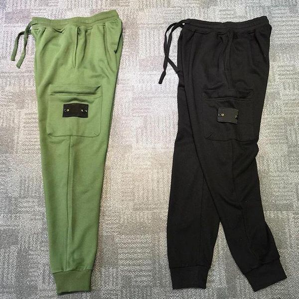 

mens track pants men embroidered logo patch cotton jersey sweat pants black army green joggers trousers harem casual streetwear techwear