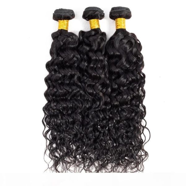 

peruvian human hair extensions water wave 3 bundles with 13x4 lace frontal with baby hair virgin hair bundles with frontal closures, Black;brown
