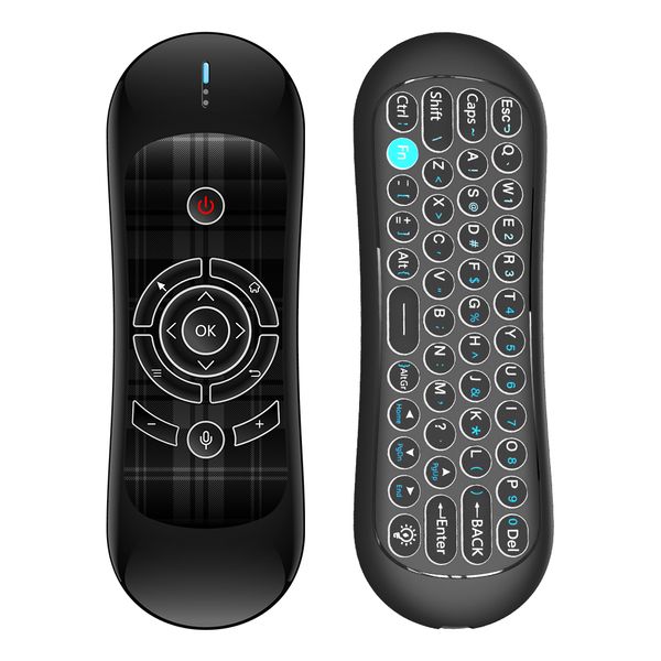 Tastiera con mouse volante, telecomando Smart Home per PC Android TV Box, ricerca vocale Google, telecomando con microfono di tipo C retroilluminato R2