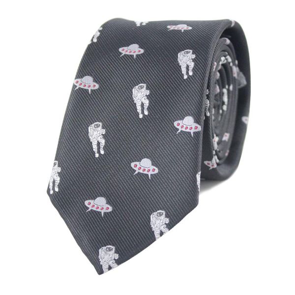 

astronaut and ufo pattern necktie astronautic space theme tie space ship tie father's day birthday, Black;gray