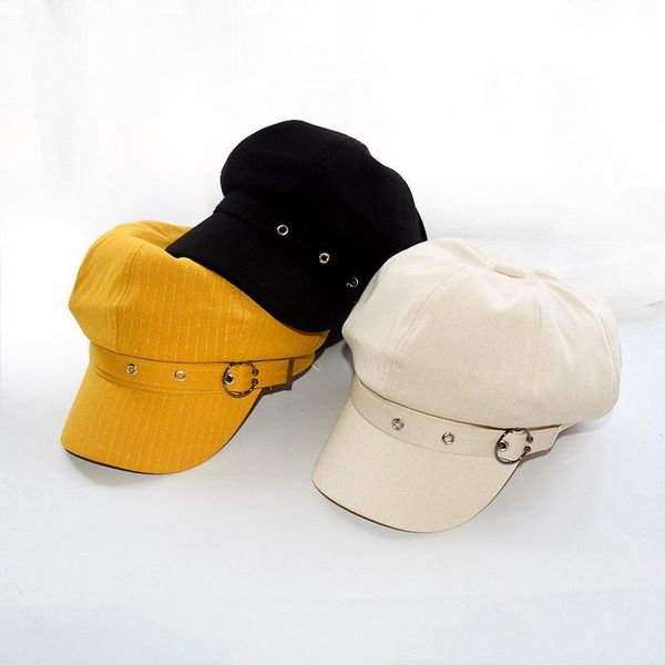

berets fashion hat women octagonal cap beret striped retro french artist painter hats black brown casual caps, Blue;gray