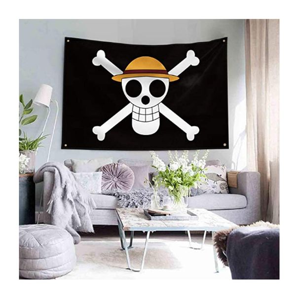 Shaboo Prints Ruffy One Piece Jolly Roger Piratenflaggen-Banner, 91 x 152 cm, mit vier Messingösen