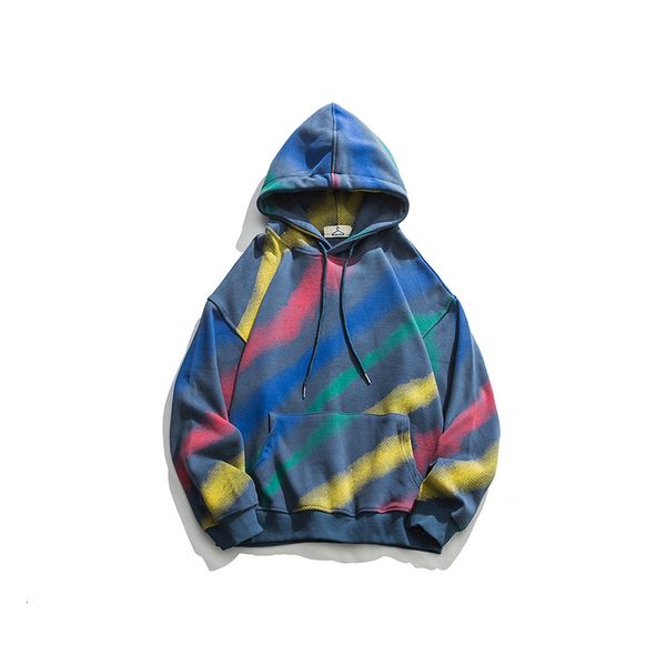 

2021 new 2021 new fashion mens hoodies casual camouflage cotton men sweatshirts rainbow color trendy streetwear loose thick male teyk, Black