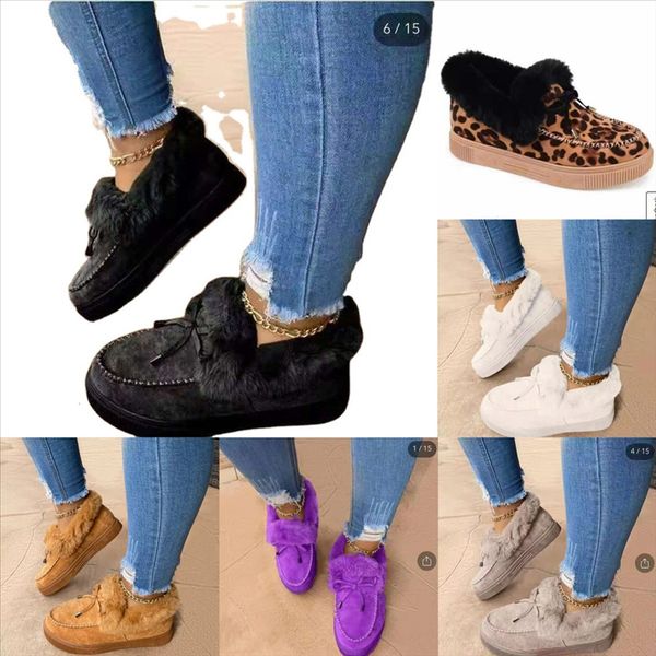 

j6agt cartoon plus velvet cotton mop cotton household slippers snow boots female autumn and indoor indoor plush slippers yarn cotton shoes, Black